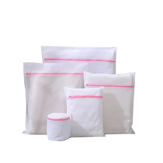5pcs Zipper Mesh Laundry Bags Set Clothes Washing Organiser for Delicates - Pink