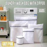 5pcs Zipper Mesh Laundry Bags Set Clothes Washing Organiser for Delicates - Pink - Front View