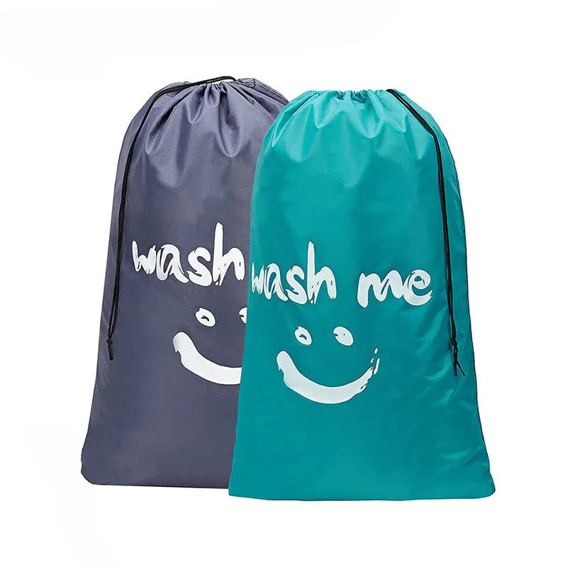 Laundry Bag Travel For Dirty Clothes Camping Drawstring Closure Washing Machines - Grey