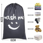 Laundry Bag Travel For Dirty Clothes Camping Drawstring Closure Washing Machines - Grey