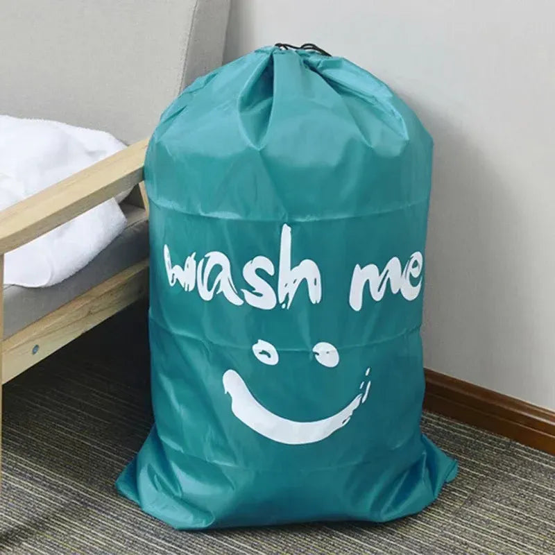Laundry Bag Travel For Dirty Clothes Camping Drawstring Closure Washing Machines - Grey