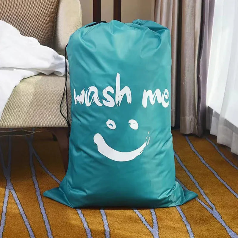 Laundry Bag Travel For Dirty Clothes Camping Drawstring Closure Washing Machines - Grey