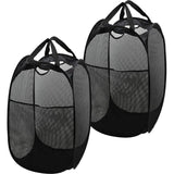 2PCS Foldable Mesh Laundry Hampers with Handles and Pocket for Clothes Storage - Front View