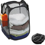 2PCS Foldable Mesh Laundry Hampers with Handles and Pocket for Clothes Storage - Side View