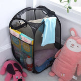 2PCS Foldable Mesh Laundry Hampers with Handles and Pocket for Clothes Storage - Top-Down View