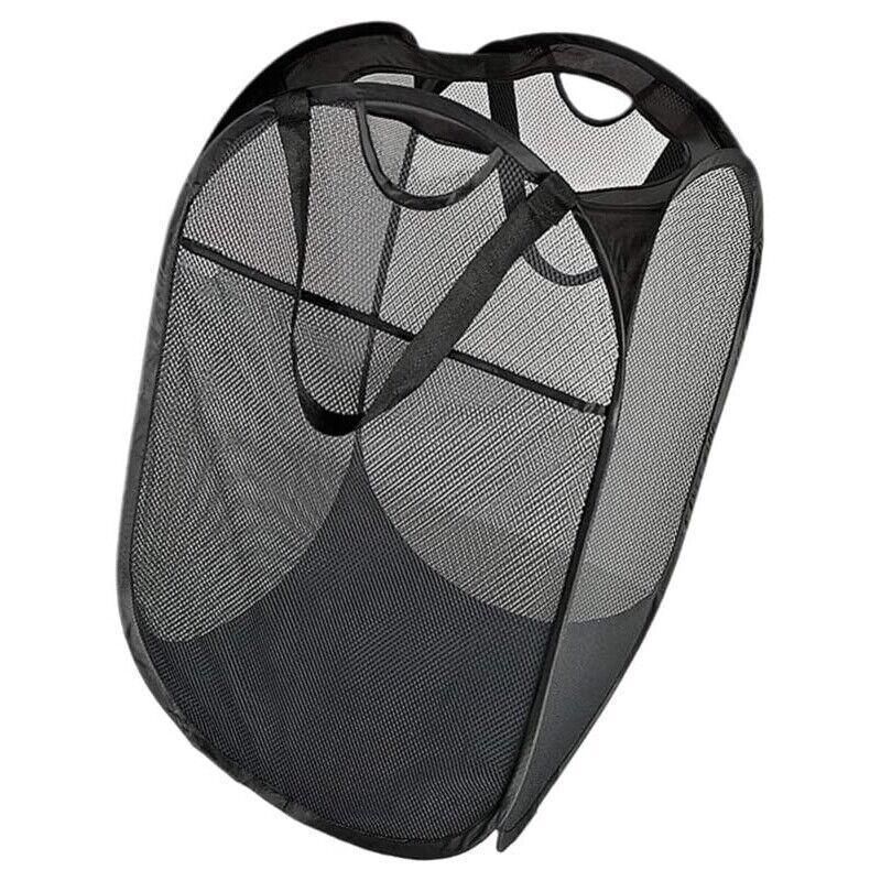 2PCS Foldable Mesh Laundry Hampers with Handles and Pocket for Clothes Storage
