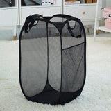 2PCS Foldable Mesh Laundry Hampers with Handles and Pocket for Clothes Storage - Low Angle