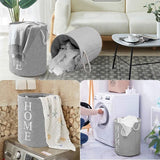 60L Large Foldable Laundry Washing Clothes Storage Hamper Basket Bin Organiser - Top-Down View