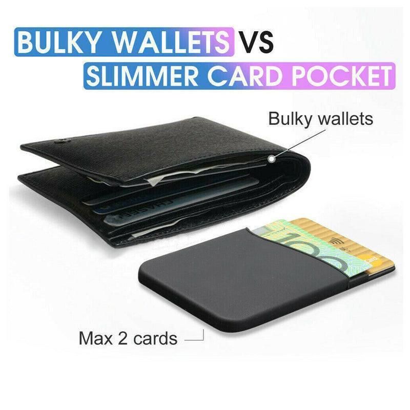 Silicone Phone Card Holder Double Layer Adhesive Wallet with 3M Backing - Black