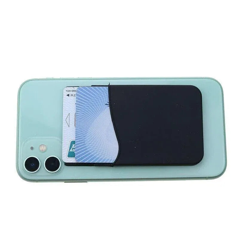 Silicone Phone Card Holder Double Layer Adhesive Wallet with 3M Backing - Grey