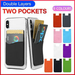 Silicone Phone Card Holder Double Layer Adhesive Wallet with 3M Backing - Pink