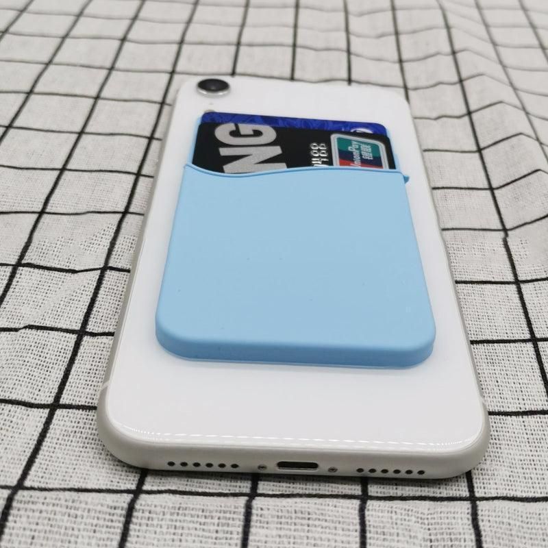 Silicone Phone Card Holder Double Layer Adhesive Wallet with 3M Backing - White
