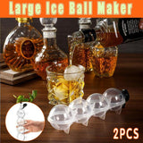 2X Large Ice Ball Maker Cube Tray Big Silicone Mold Sphere Whiskey Round Mould