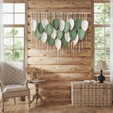 Cotton Rope Woven Leaves Tapestry Wall Hanging for Living Room Bedroom Decor - Top-Down View