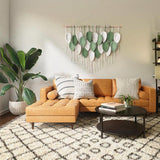 Cotton Rope Woven Leaves Tapestry Wall Hanging for Living Room Bedroom Decor - 45-Degree Angle