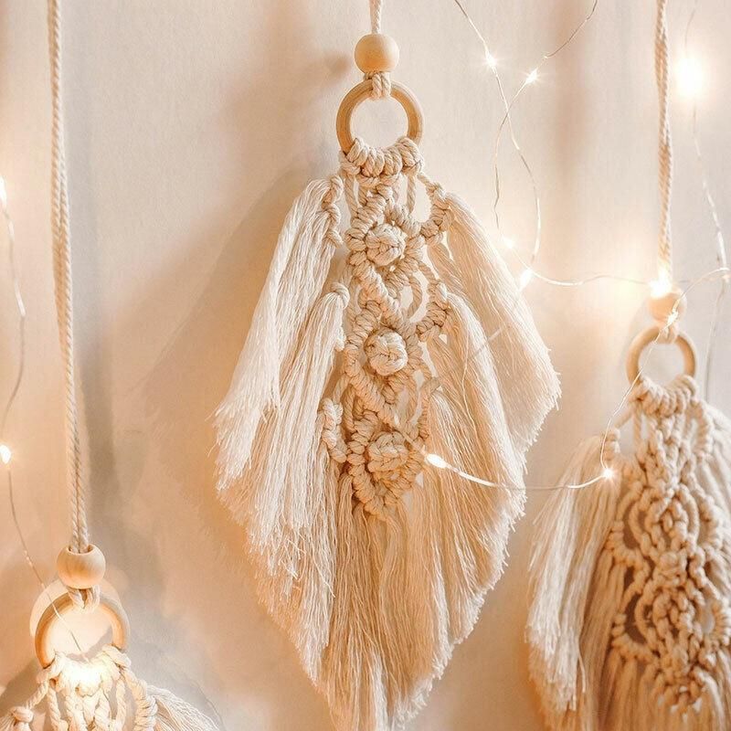 Leaf Shape Boho Handmade Macrame Wall Hanging Knitting Cotton Rope Home Decor