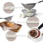 3pcs Stainless Steel Strainer Sifter for Soya Milk Flour Tea Juice Leak Proof