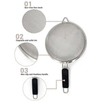 3pcs Stainless Steel Strainer Sifter for Soya Milk Flour Tea Juice Leak Proof