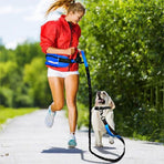 Hands Free Dog Leash Adjustable Lead with Waist Belt Bag for Walking Jogging Running - Black+Grey