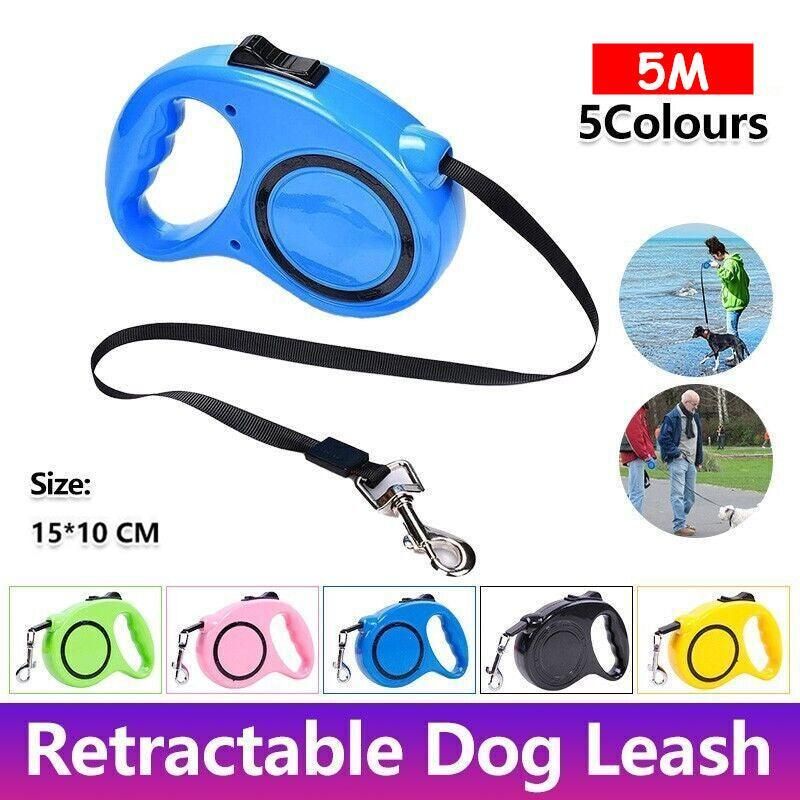 5M Dog Lead Leash Strong Retractable Extendable 5M Lockable Heavy Duty 15Kg - Green