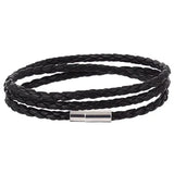 1Pc New Fashion Men Women Three Laps Pu Leather Bracelet Wristband Bangle Punk - Black
