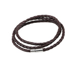 1Pc New Fashion Men Women Three Laps Pu Leather Bracelet Wristband Bangle Punk - Dark Brown