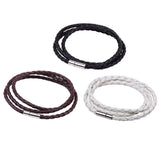 1Pc New Fashion Men Women Three Laps Pu Leather Bracelet Wristband Bangle Punk - Red - Side View