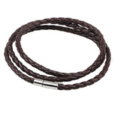 1Pc New Fashion Men Women Three Laps Pu Leather Bracelet Wristband Bangle Punk - Red