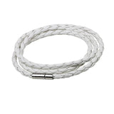 1Pc New Fashion Men Women Three Laps Pu Leather Bracelet Wristband Bangle Punk - White
