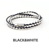 1Pc New Fashion Men Women Three Laps Pu Leather Bracelet Wristband Bangle Punk - White - Extra Image