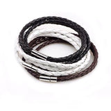 1Pc New Fashion Men Women Three Laps Pu Leather Bracelet Wristband Bangle Punk - White