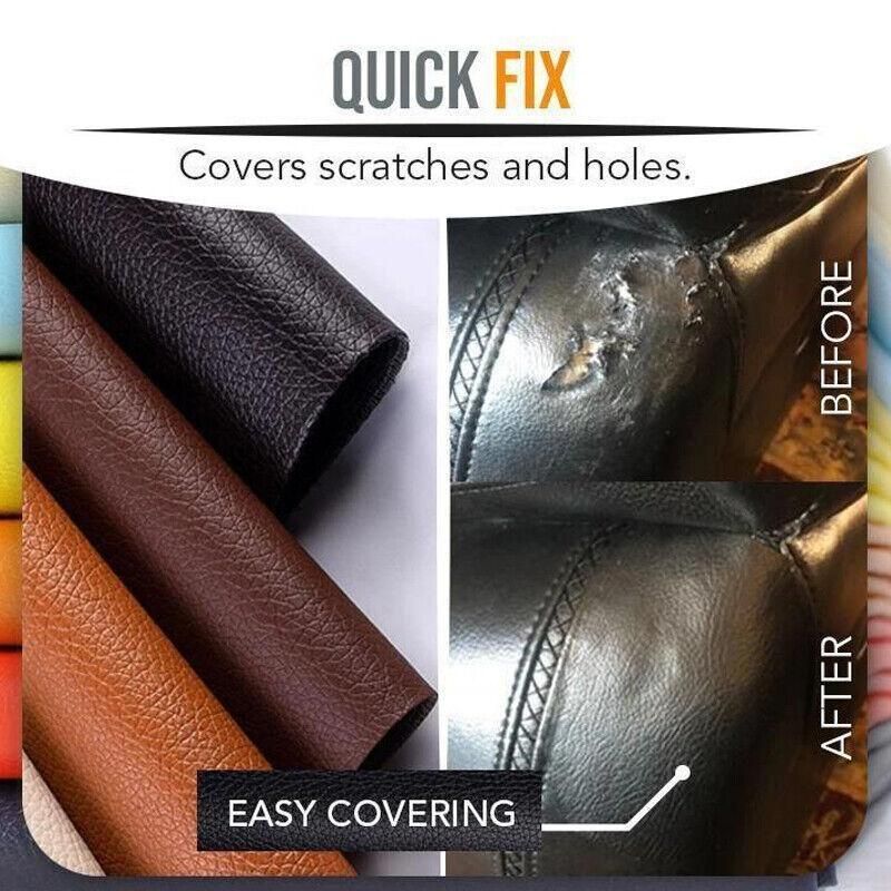 2X Self Adhesive Leather Repair Patches Kit for Sofa Couch Auto Interior Use - Brown