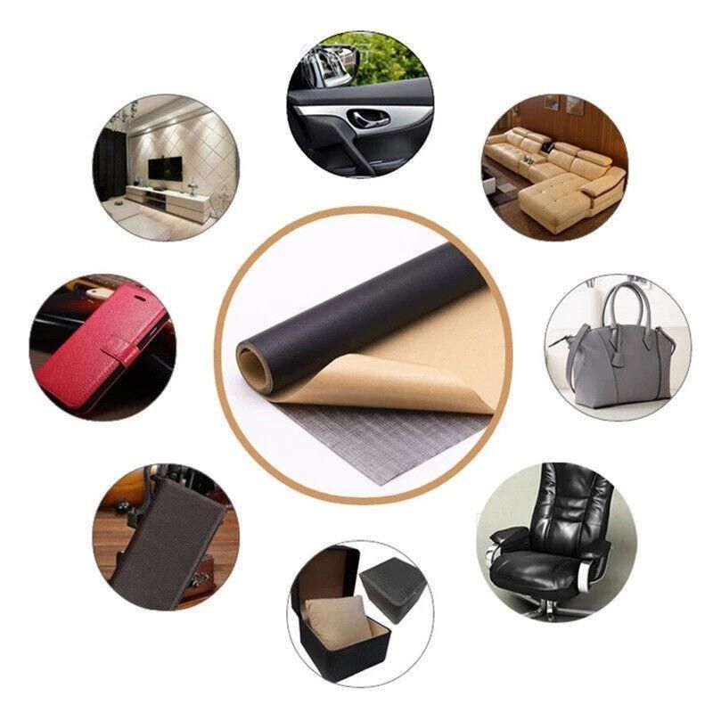 2X Self Adhesive Leather Repair Patches Kit for Sofa Couch Auto Interior Use - Brown