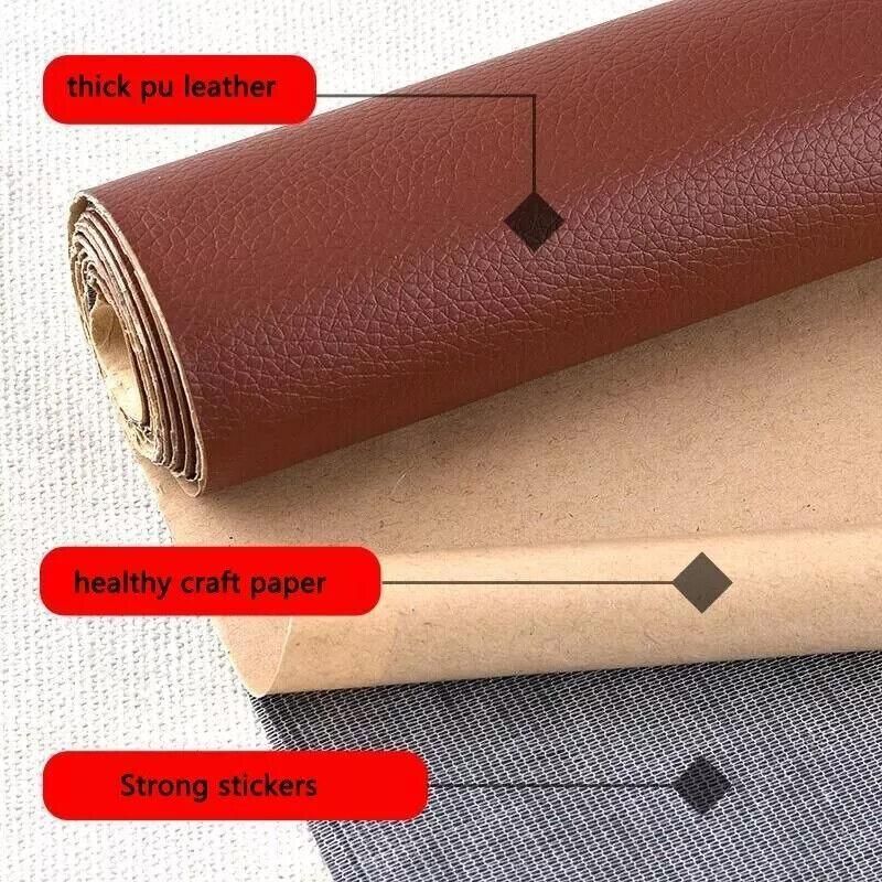 2X Self Adhesive Leather Repair Patches Kit for Sofa Couch Auto Interior Use - Red Brown