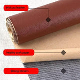 2X Self Adhesive Leather Repair Patches Kit for Sofa Couch Auto Interior Use - Red Brown