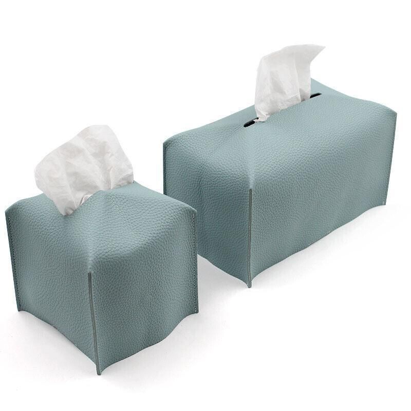 Large Size Tissue Box Dispenser Paper Holder Napkin Case Pu Leather Cover - Black