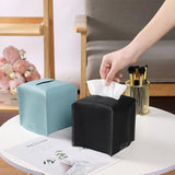Large Size Tissue Box Dispenser Paper Holder Napkin Case Pu Leather Cover - Black
