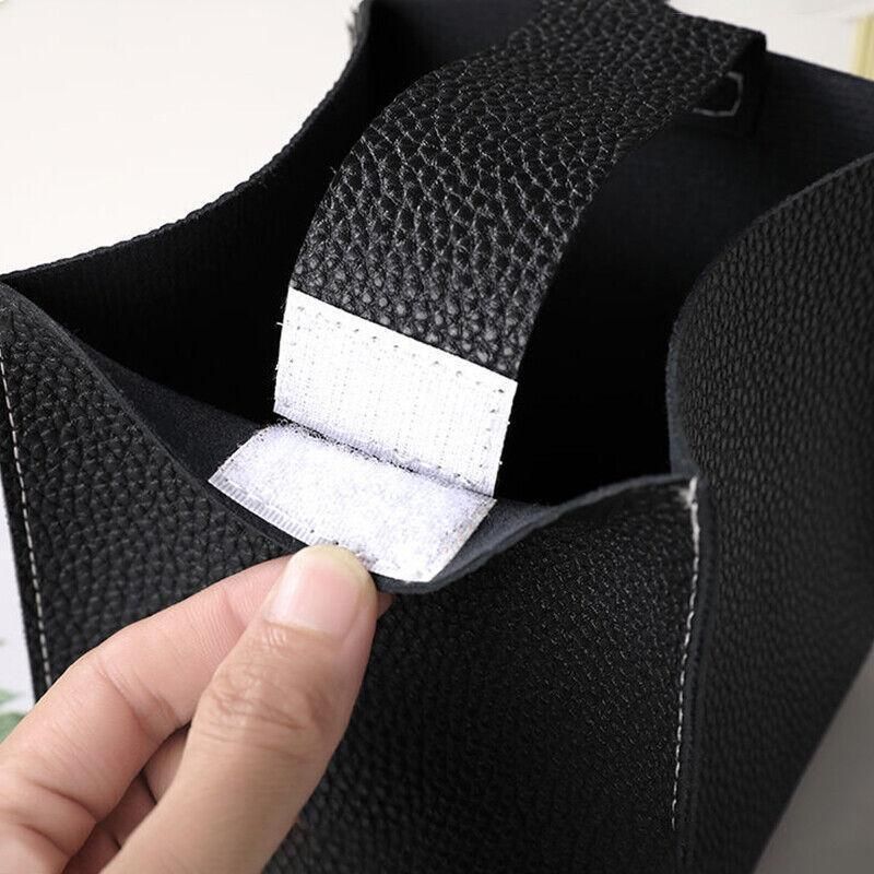 Large Size Tissue Box Dispenser Paper Holder Napkin Case Pu Leather Cover - Black