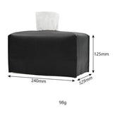 Large Size Tissue Box Dispenser Paper Holder Napkin Case Pu Leather Cover - Black - Side View