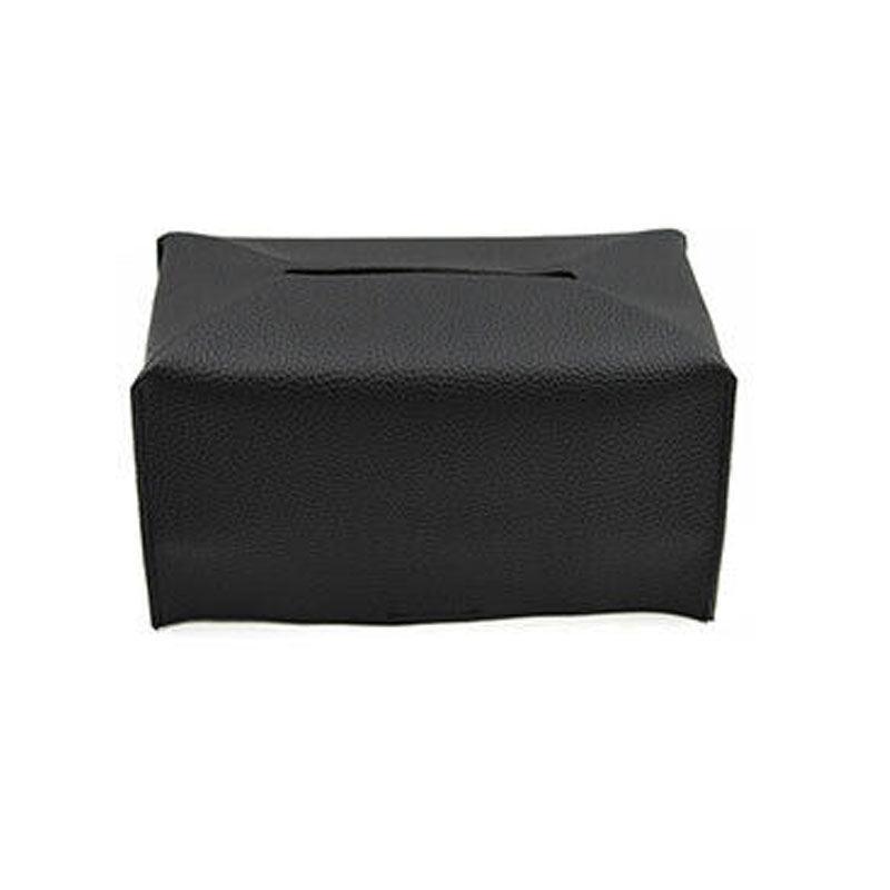 Large Size Tissue Box Dispenser Paper Holder Napkin Case Pu Leather Cover - Black