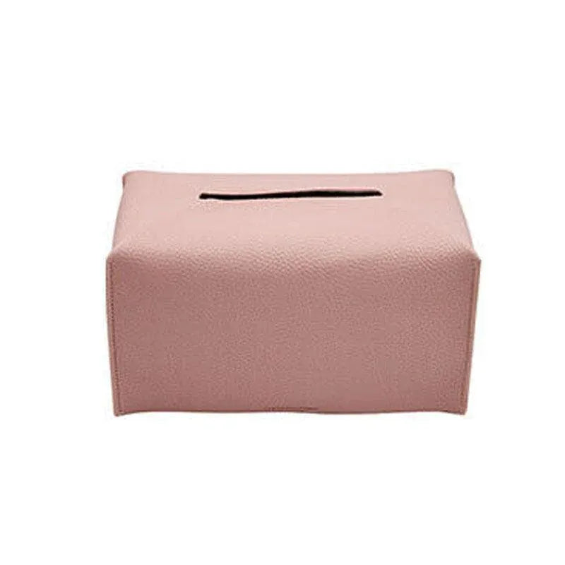 Large Size Tissue Box Dispenser Paper Holder Napkin Case Pu Leather Cover - Pink