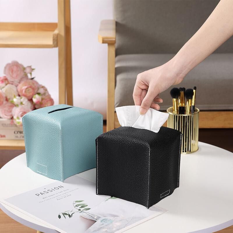 Large Size Tissue Box Dispenser Paper Holder Napkin Case Pu Leather Cover - Pink