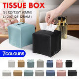 Large Size Tissue Box Dispenser Paper Holder Napkin Case Pu Leather Cover - White - Front View