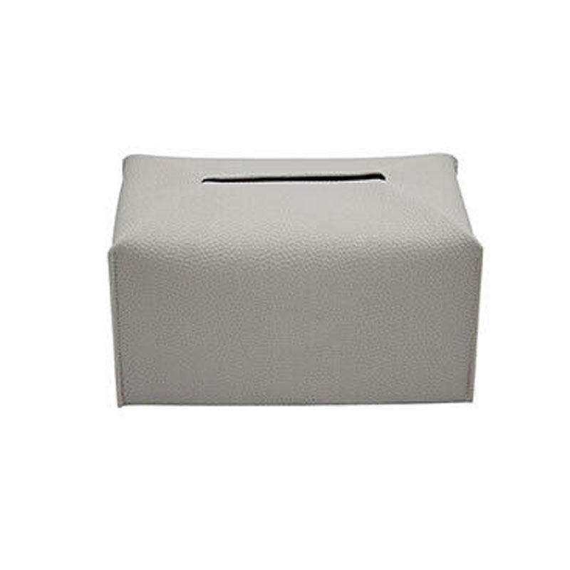 Large Size Tissue Box Dispenser Paper Holder Napkin Case Pu Leather Cover - White