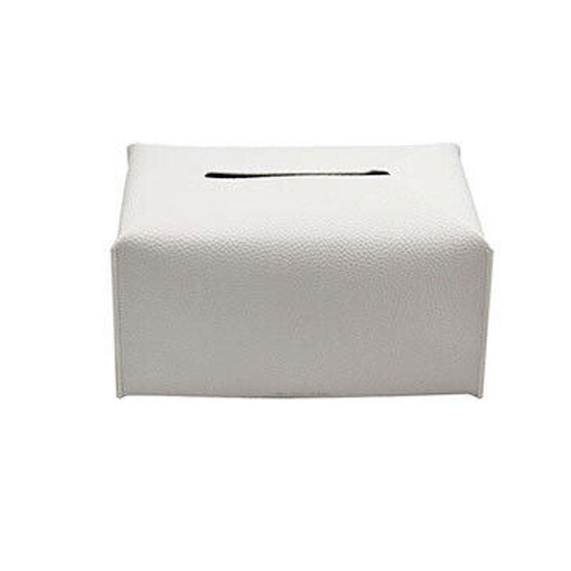 Large Size Tissue Box Dispenser Paper Holder Napkin Case Pu Leather Cover - White