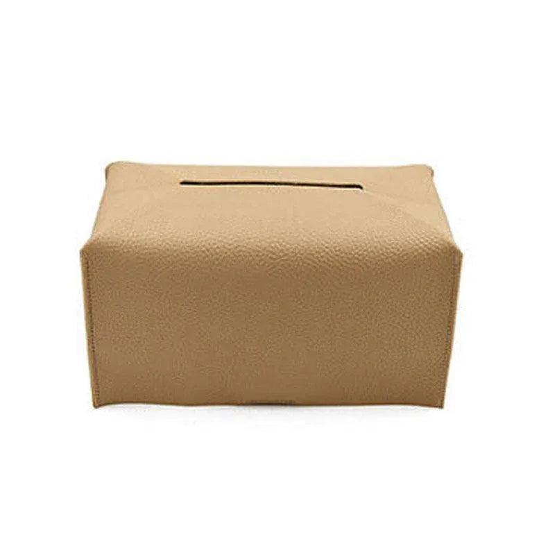 Large Size Tissue Box Dispenser Paper Holder Napkin Case Pu Leather Cover - Yellow