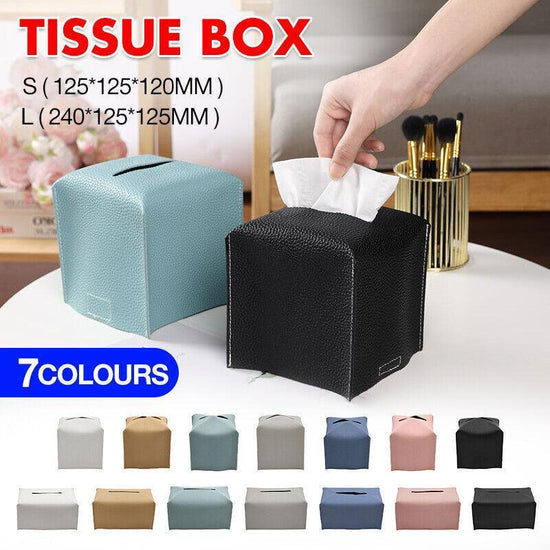 Large Size Tissue Box Dispenser Paper Holder Napkin Case Pu Leather Cover - Yellow