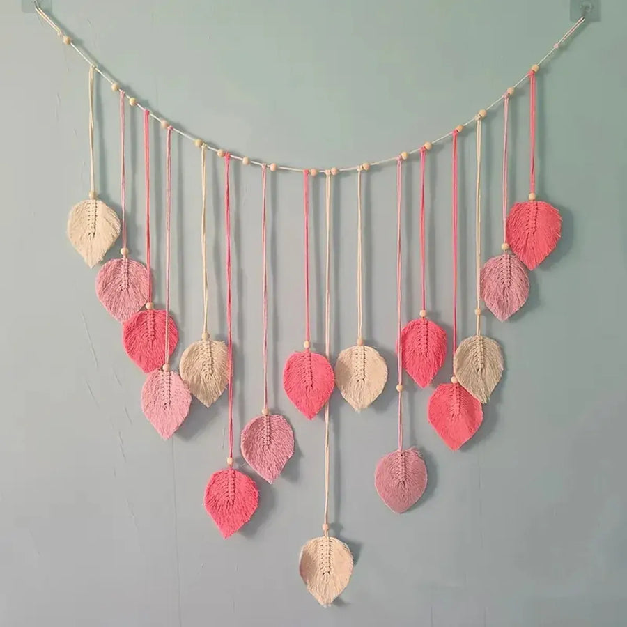 Bohemian Wall Hanging Cotton Cord Wood Bead Tassel Wall Tapestry Photo Decor