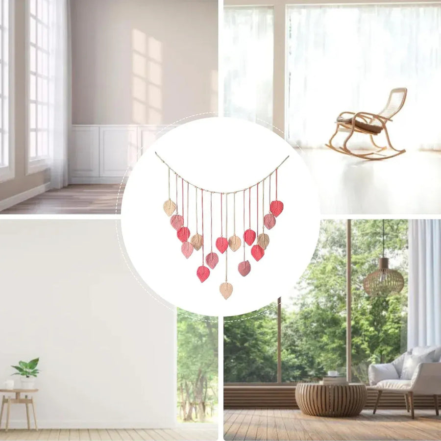 Bohemian Wall Hanging Cotton Cord Wood Bead Tassel Wall Tapestry Photo Decor