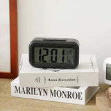 Digital Bedside Led Snooze Alarm Clock Time Temperature Day/Night Desktop Clock - White - 45-Degree Angle